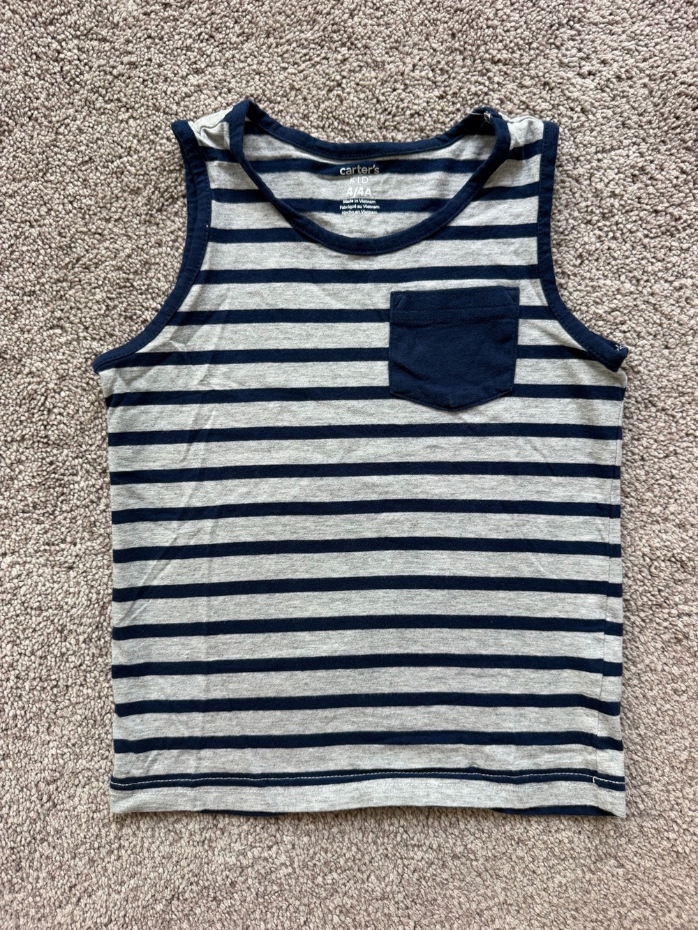 Carter's Navy and Gray Striped Tank with Chest Pocket